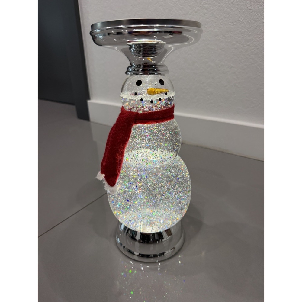 Rare HTF bath & body works lighted snowman globe candle holder!